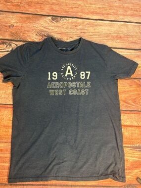Aeropostale Men's Dark Blue '1987 West Coast' Logo Tee